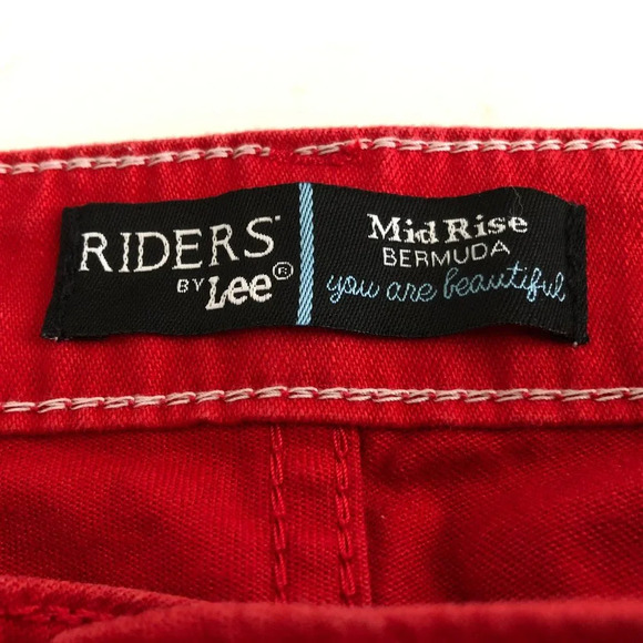 Lee Riders by Lee Casual Mid Rise Bermuda 5 Pocket Denim Jean Shorts Red Sz 6 - Picture 7 of 9